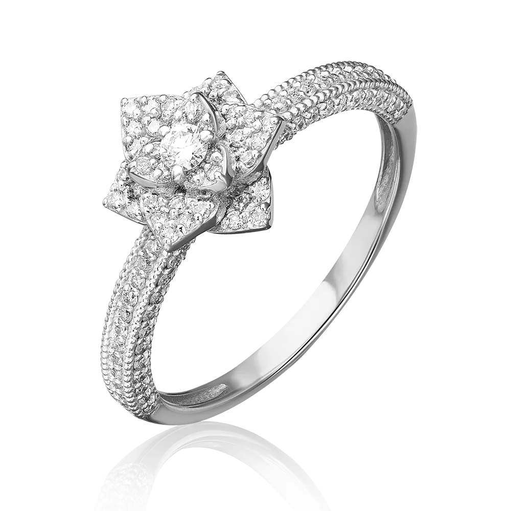 Кольцо «Цветок» из белого золота с бриллиантами 01-1334-00-101-1120-30