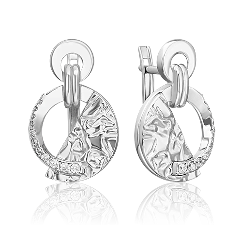 Серьги с английским замком из серебра с фианитами 02-5063-00-401-0200