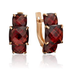 Серьги с английским замком из красного золота с гранатами 02-4556-00-204-1110-46