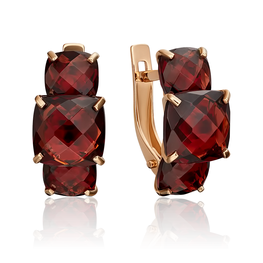 Серьги с английским замком из красного золота с гранатами 02-4556-00-204-1110-46