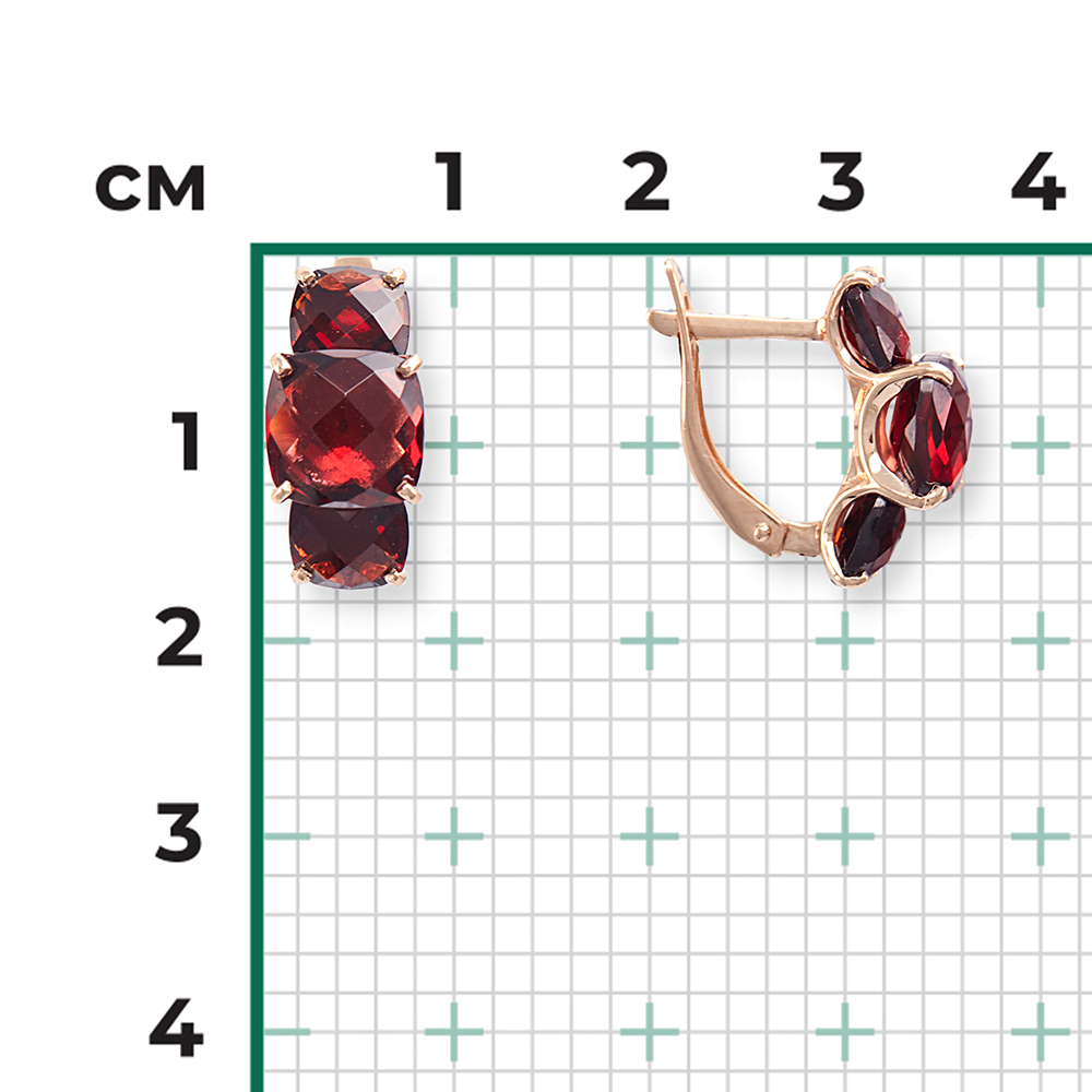 Серьги с английским замком из красного золота с гранатами 02-4556-00-204-1110-46