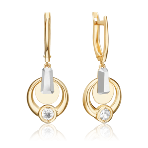 Серьги с английским замком из комбинированного золота с натуральным топазом white 02-5039-00-201-1121