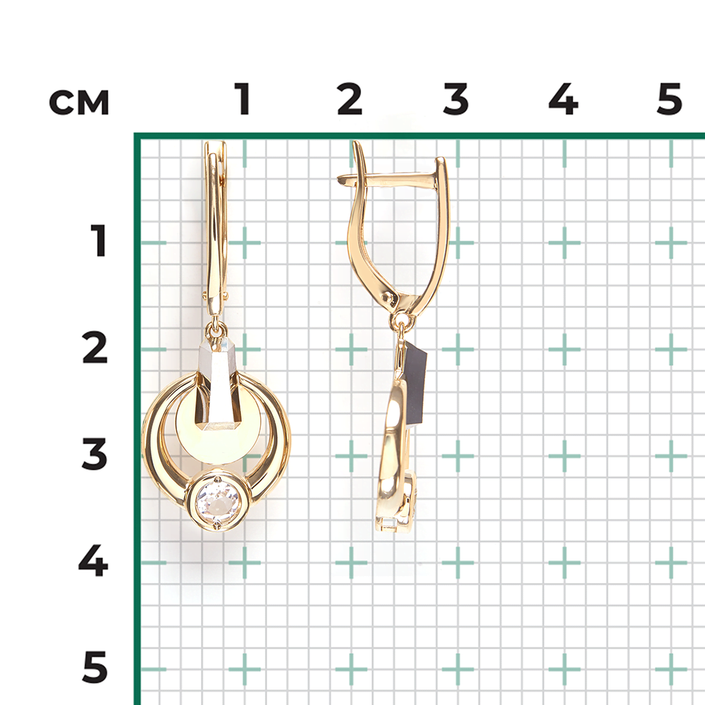 Серьги с английским замком из комбинированного золота с натуральным топазом white 02-5039-00-201-1121