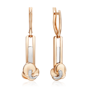 Серьги с английским замком из комбинированного золота с бриллиантами 02-5021-00-101-1111