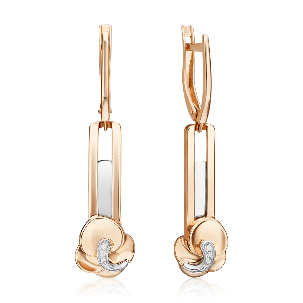 Серьги с английским замком из комбинированного золота с бриллиантами 02-5021-00-101-1111