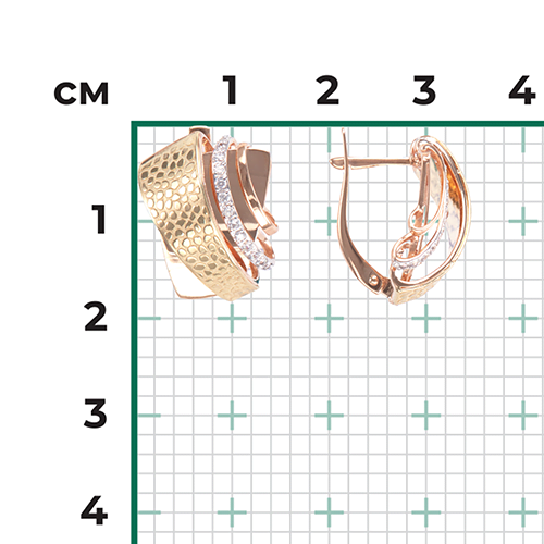 Серьги с английским замком из комбинированного золота с фианитами 02-3929-00-401-1113-59