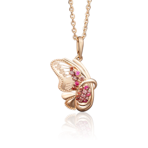 Подвеска «Бабочка» из красного золота с фианитами и эмалью 03-2712-00-404-1110-48