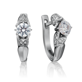 Серьги с английским замком из белого золота с фианитами 02-4296-00-501-1120-38