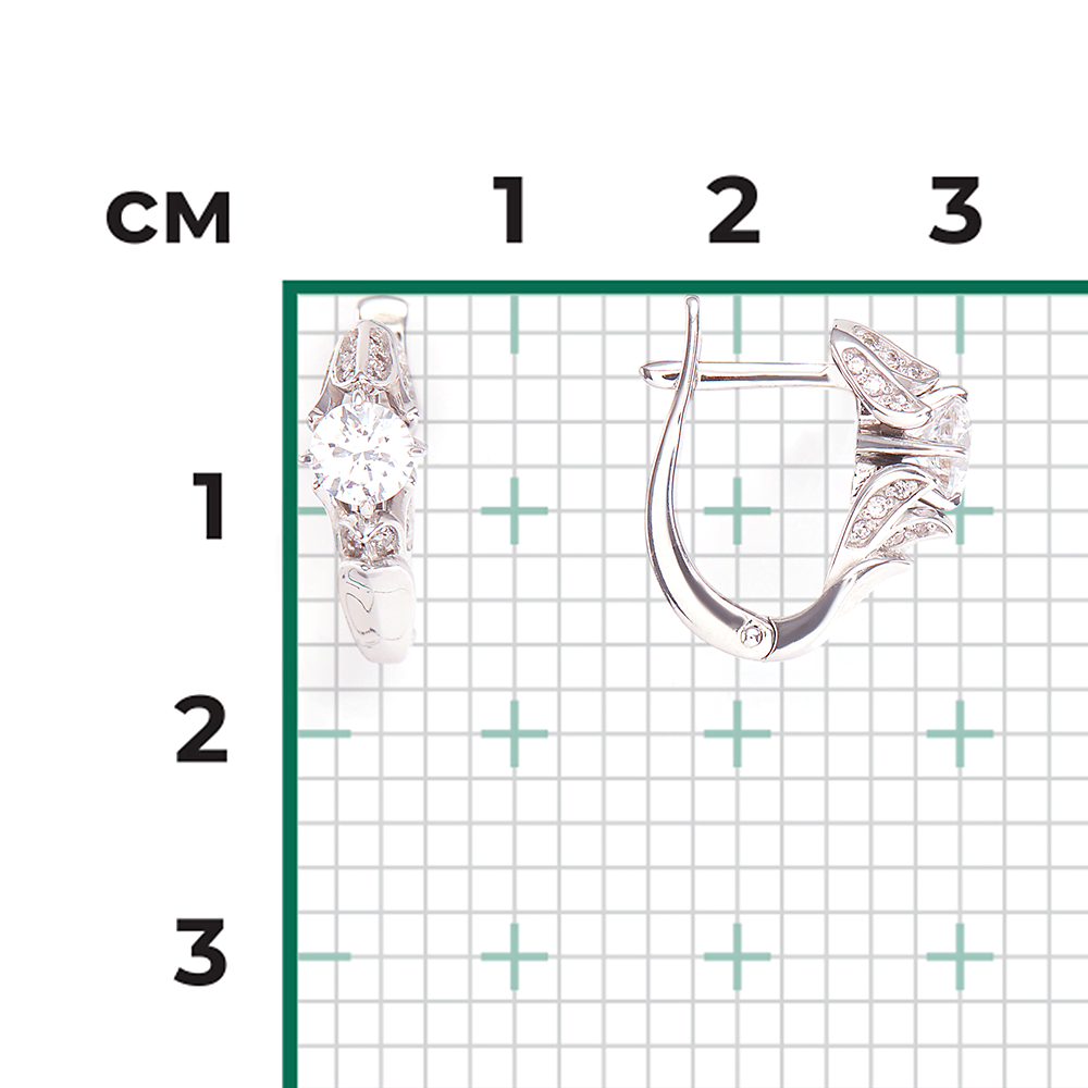 Серьги с английским замком из белого золота с фианитами 02-4296-00-501-1120-38