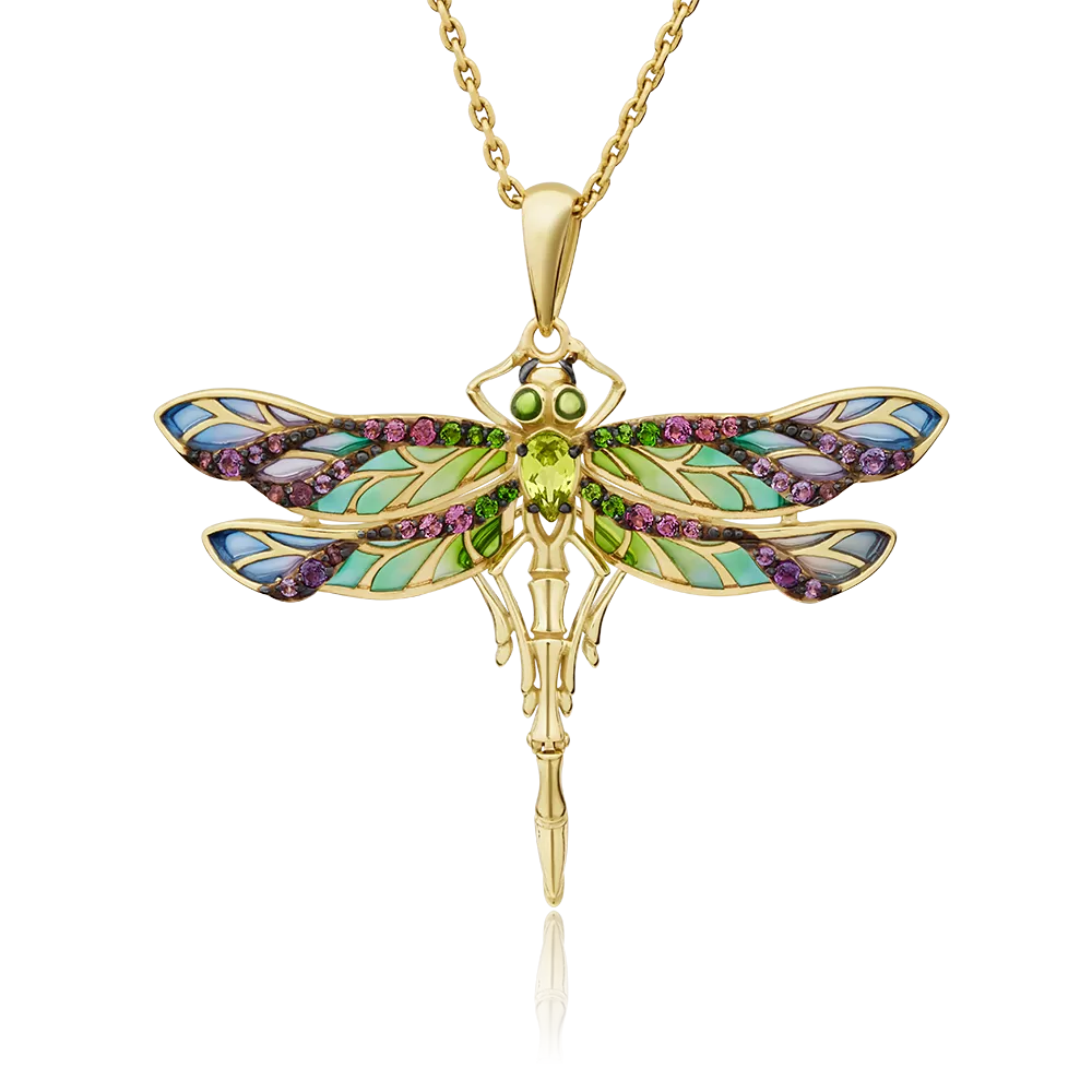 Подвеска «Стрекоза» из лимонного золота с миксом камней и эмалью 03-2876-00-711-1130-57