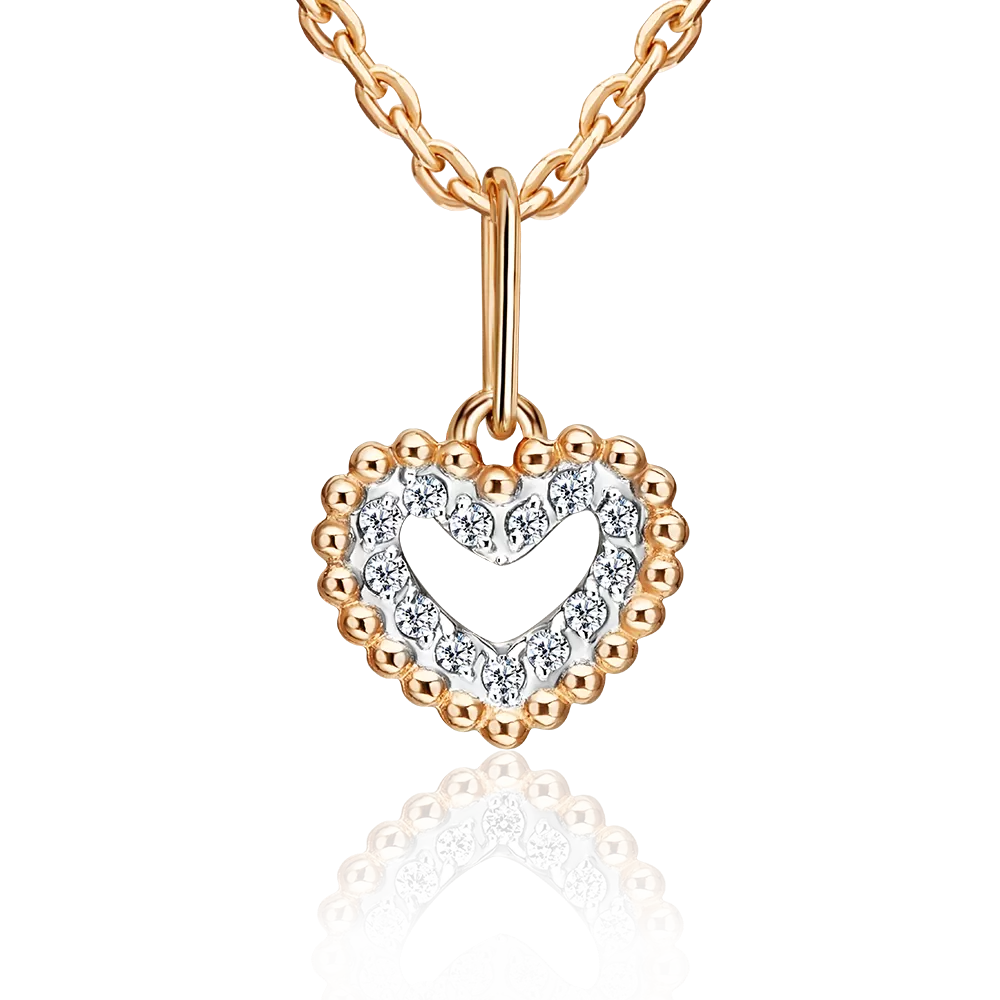 Подвеска «Сердце» из красного золота с фианитами 03-3669-00-401-1110