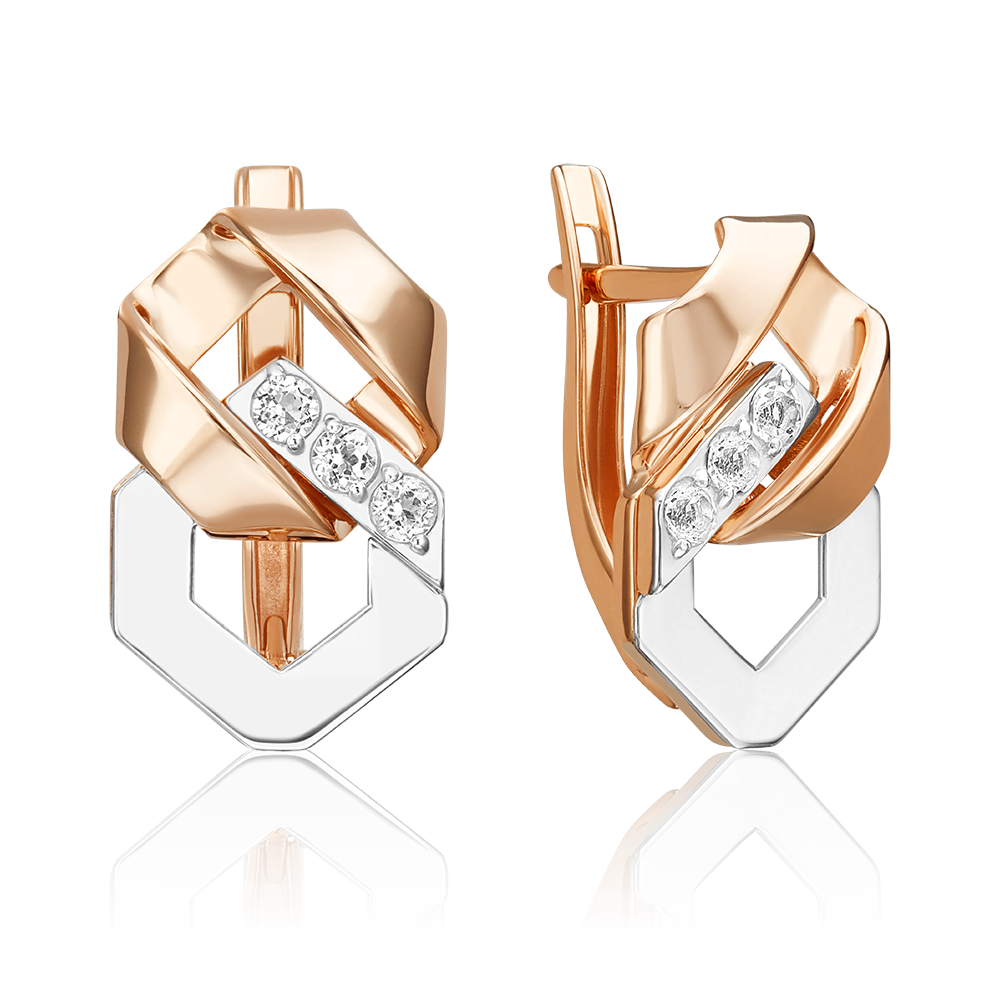 Серьги с английским замком из комбинированного золота с натуральными топазами white 02-5032-00-201-1111