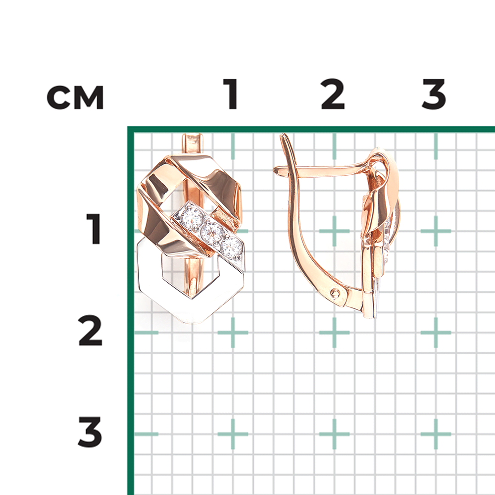 Серьги с английским замком из комбинированного золота с натуральными топазами white 02-5032-00-201-1111