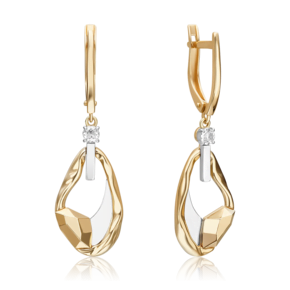 Серьги с английским замком из комбинированного золота с натуральным топазом white 02-5025-00-201-1121