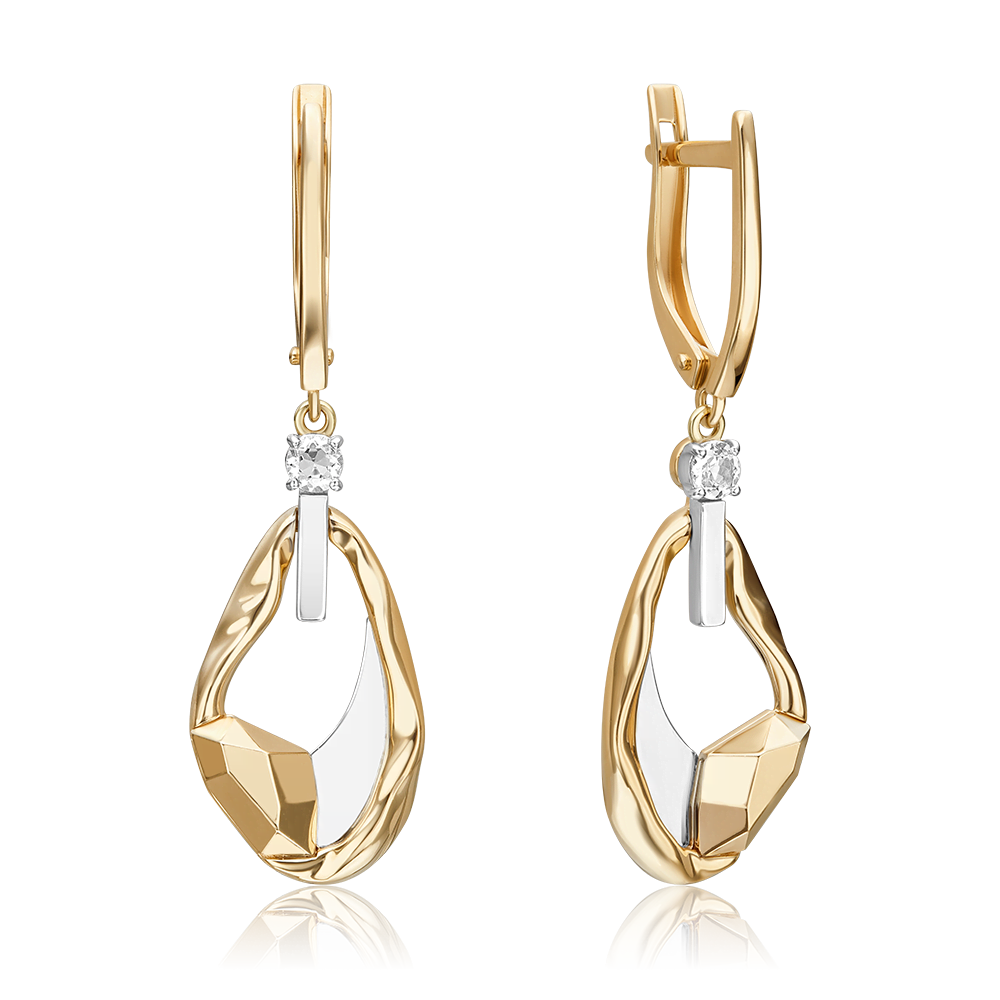 Серьги с английским замком из комбинированного золота с натуральным топазом white 02-5025-00-201-1121