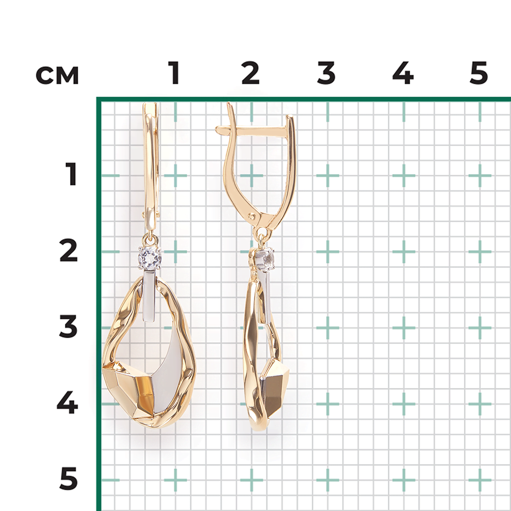 Серьги с английским замком из комбинированного золота с натуральным топазом white 02-5025-00-201-1121