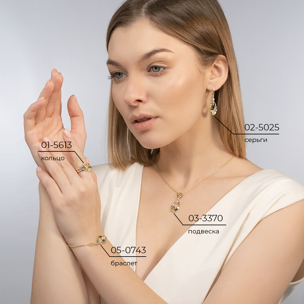 Серьги с английским замком из комбинированного золота с натуральным топазом white 02-5025-00-201-1121