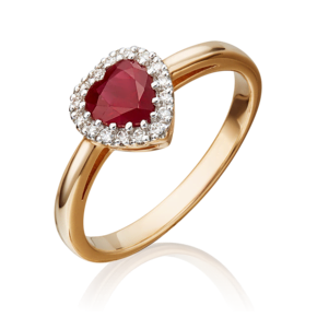 Кольцо из красного золота с рубином и бриллиантами