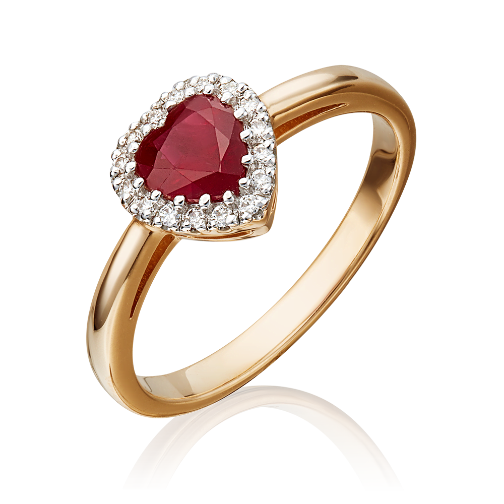 Кольцо из красного золота с рубином и бриллиантами 01-1512-00-107-1110-30