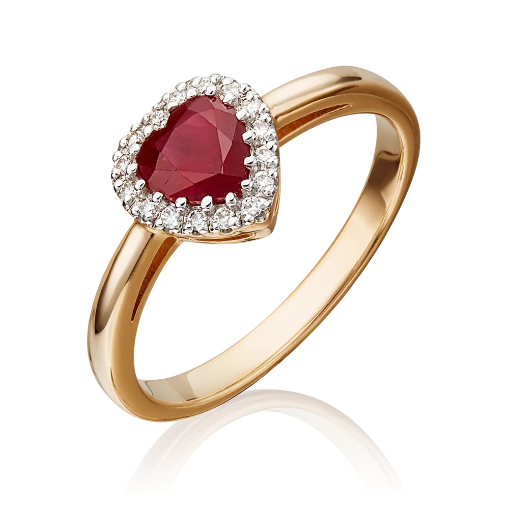 Кольцо из красного золота с рубином и бриллиантами 01-1512-00-107-1110-30