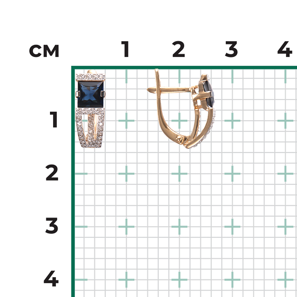 Серьги с английским замком из красного золота с сапфиром и бриллиантами 02-0858-00-105-1110-30