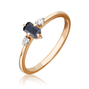 Кольцо из красного золота с сапфиром и бриллиантами 01-1532-00-105-1110-30