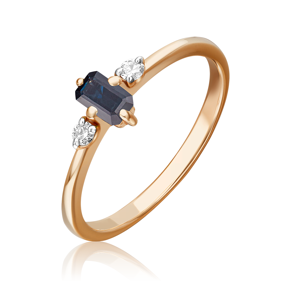 Кольцо из красного золота с сапфиром и бриллиантами 01-1532-00-105-1110-30