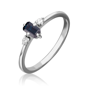 Кольцо из белого золота с сапфиром и бриллиантами 01-1532-00-105-1120-30