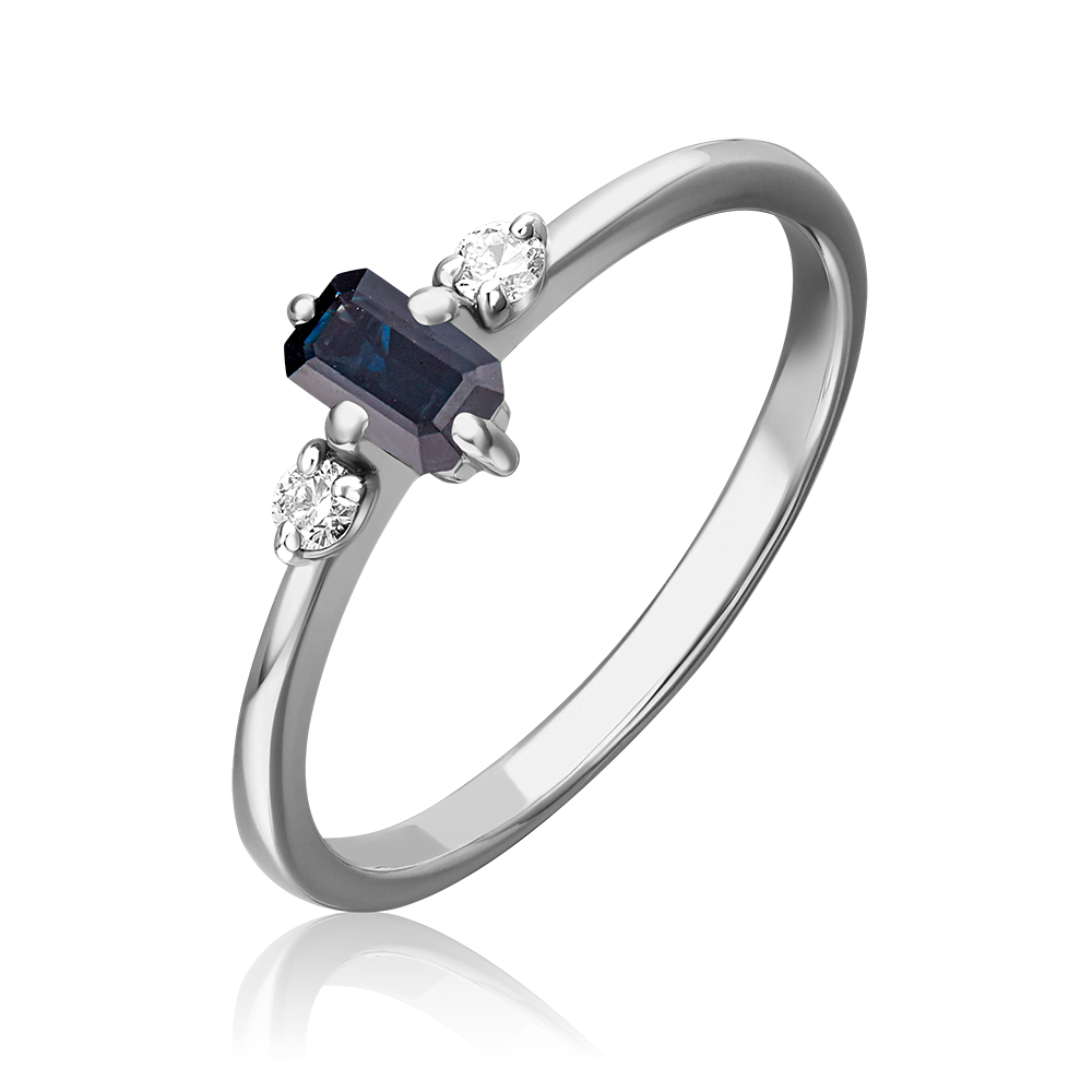 Кольцо из белого золота с сапфиром и бриллиантами 01-1532-00-105-1120-30