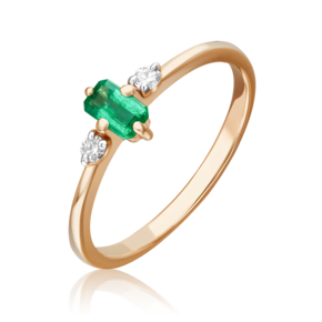 Кольцо из красного золота с изумрудом и бриллиантами 01-1532-00-106-1110-30