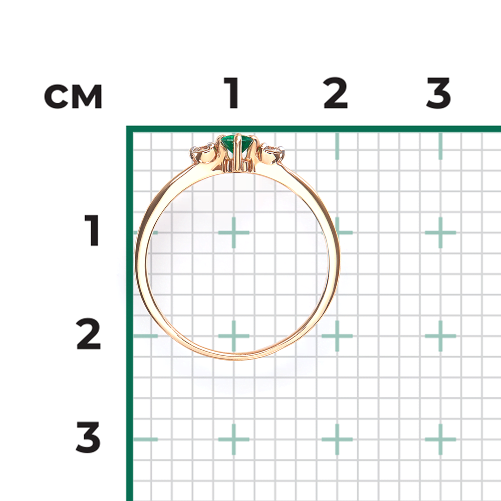 Кольцо из красного золота с изумрудом и бриллиантами 01-1532-00-106-1110-30