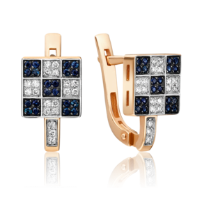 Серьги с английским замком из комбинированного золота с бриллиантами и сапфирами 02-0640-00-105-1111-30