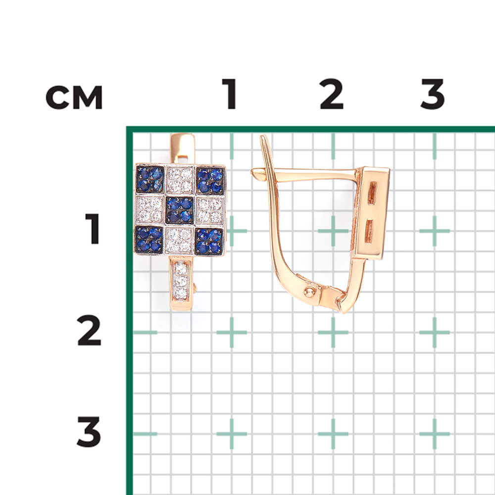 Серьги с английским замком из комбинированного золота с бриллиантами и сапфирами 02-0640-00-105-1111-30