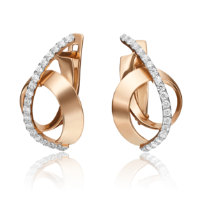 Серьги с английским замком из красного золота с фианитами 02-4397-00-401-1110-42