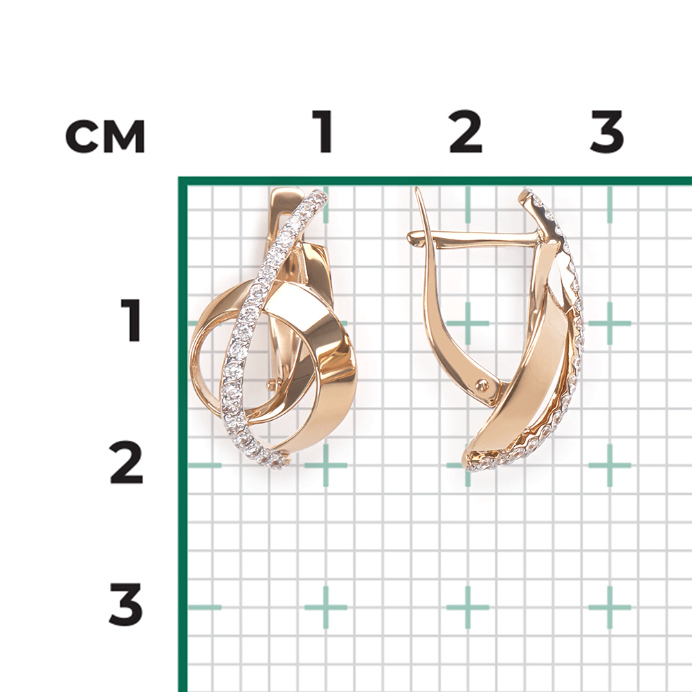 Серьги с английским замком из красного золота с фианитами 02-4397-00-401-1110-42