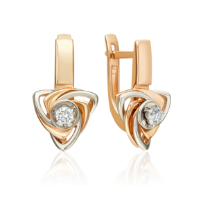 Серьги с английским замком из комбинированного золота с бриллиантом 02-5493-00-101-1111