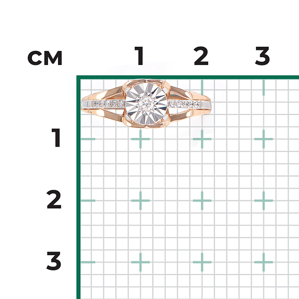 Кольцо из комбинированного золота с бриллиантами 01-5751-00-101-1111