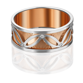 Обручальное кольцо из комбинированного золота с фианитами 01-4819-00-401-1111-54