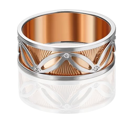 Обручальное кольцо из комбинированного золота с фианитами 01-4819-00-401-1111-54