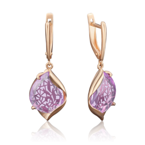 Серьги с английским замком из красного золота с аметистом 02-3670-00-203-1110-46