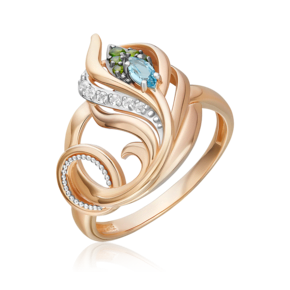 Кольцо «Секрет счастья» из комбинированного золота с миксом камней 01-5786-00-713-1111