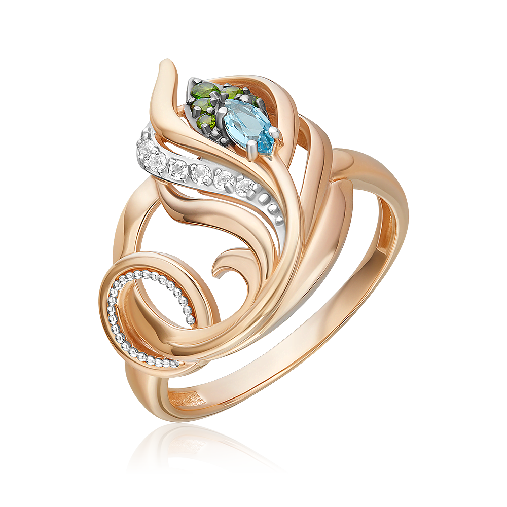 Кольцо «Секрет счастья» из комбинированного золота с миксом камней 01-5786-00-713-1111