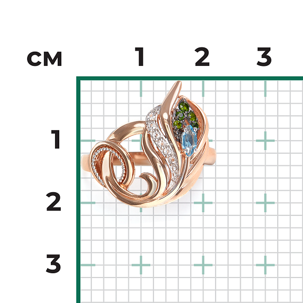 Кольцо «Секрет счастья» из комбинированного золота с миксом камней 01-5786-00-713-1111