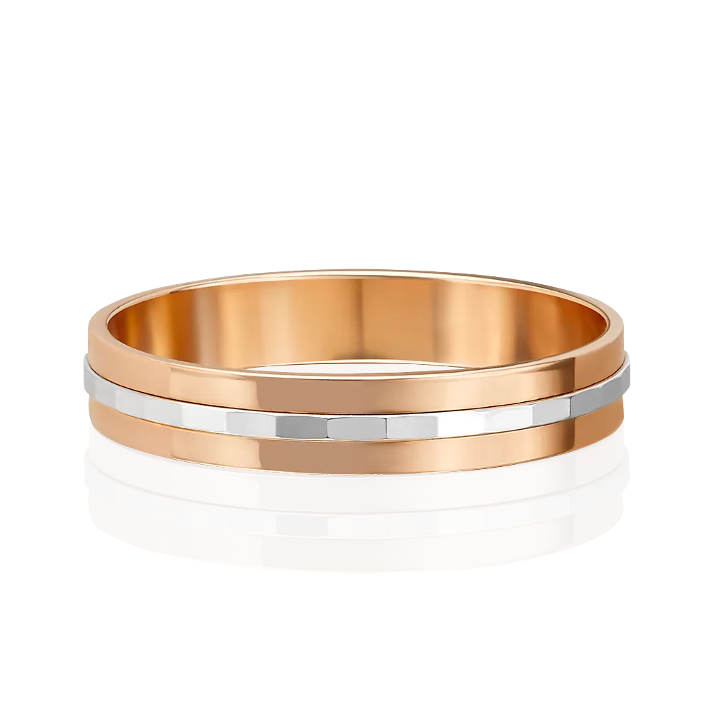 Обручальное кольцо из комбинированного золота с алмазной гранью 01-5689-00-000-1111