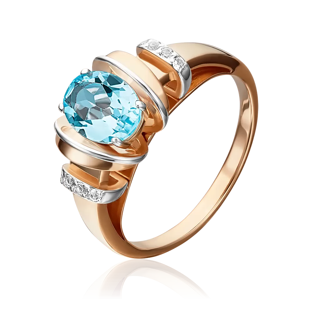 Кольцо из красного золота с топазом и натуральными топазами white 01-5315-00-201-1110-57