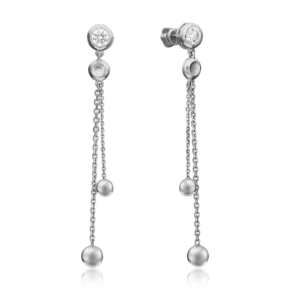 Серьги-пусеты из белого золота с фианитом 02-4461-00-501-1120-38