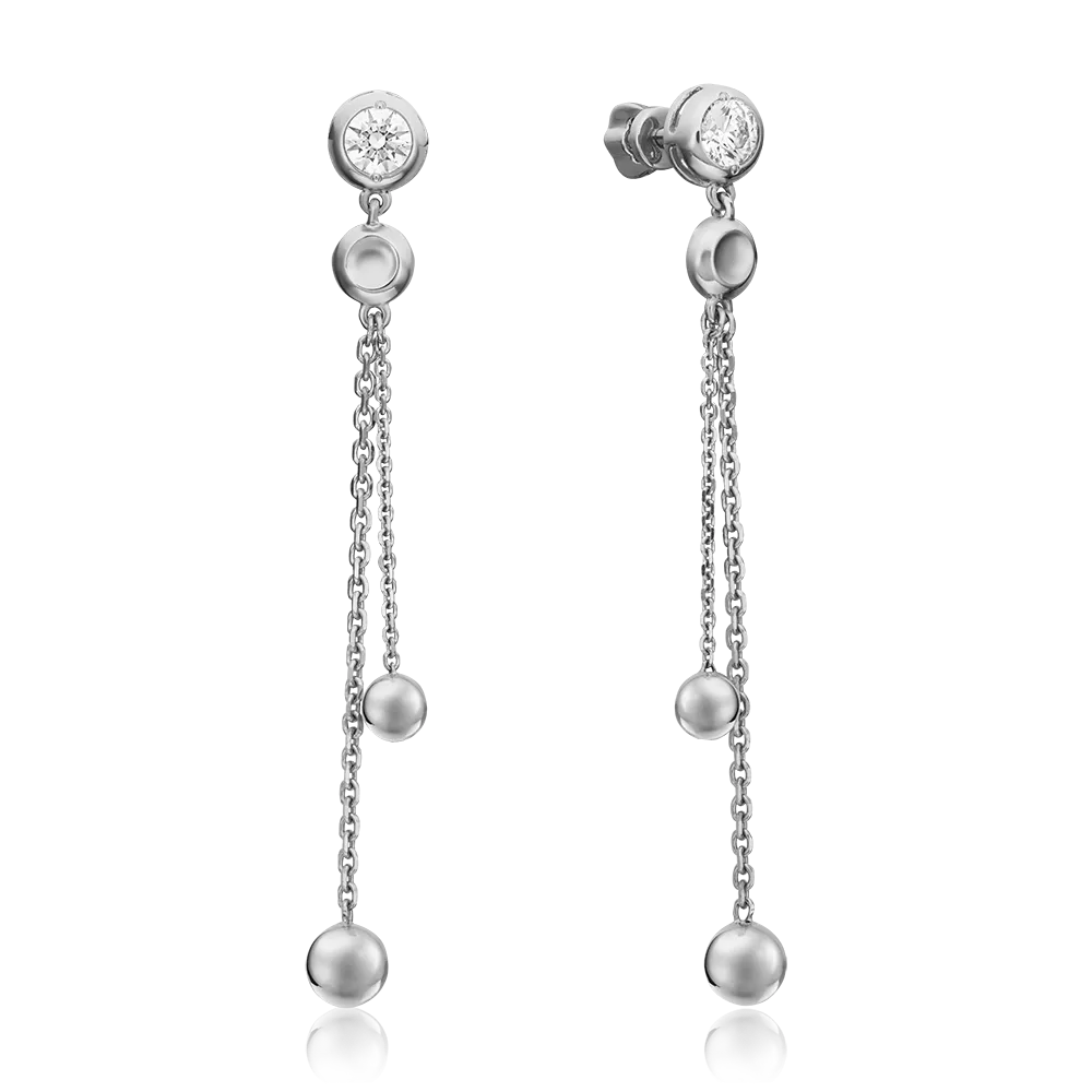 Серьги-пусеты из белого золота с фианитом 02-4461-00-501-1120-38