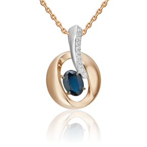 Подвеска из комбинированного золота с сапфиром и бриллиантами 03-3455-00-105-1111