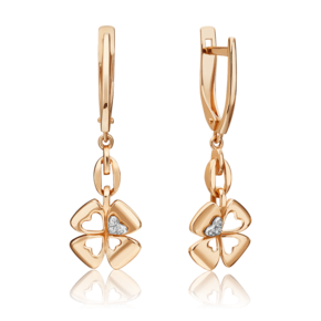 Серьги «Клевер. Незабываемые моменты» с английским замком из комбинированного золота с бриллиантами 02-4819-00-101-1111