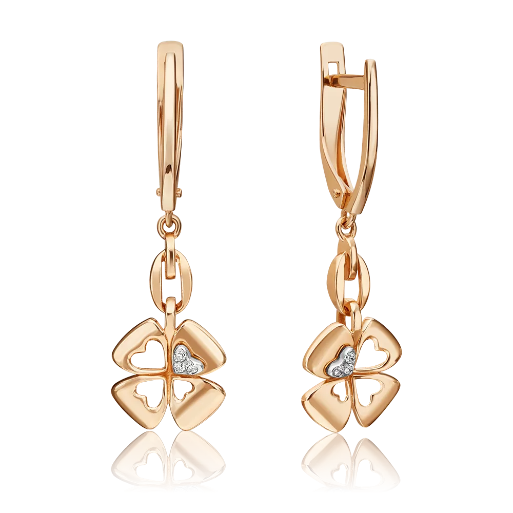 Серьги «Клевер. Незабываемые моменты» с английским замком из комбинированного золота с бриллиантами 02-4819-00-101-1111